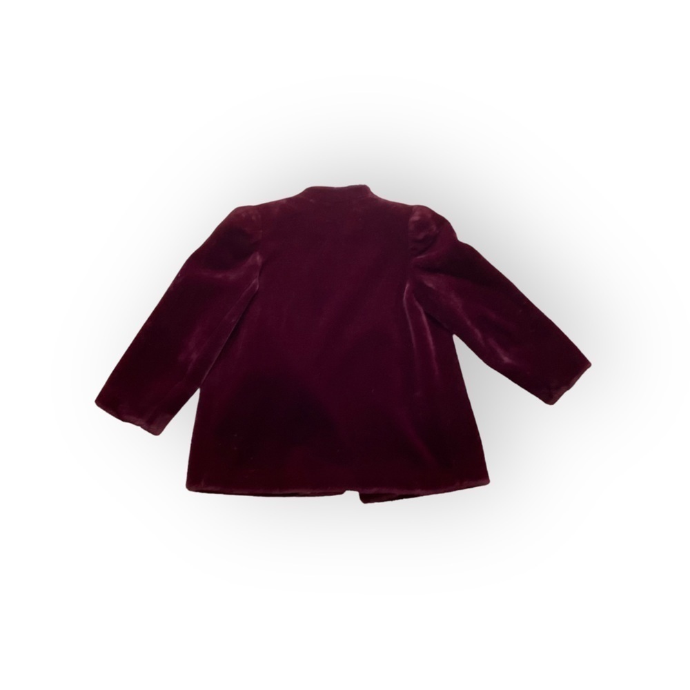Vintage Sasson Maroon Plush Faux Fur Mob Wife Coat with Puff Sleeves - Size 16 - Picture 4 of 11